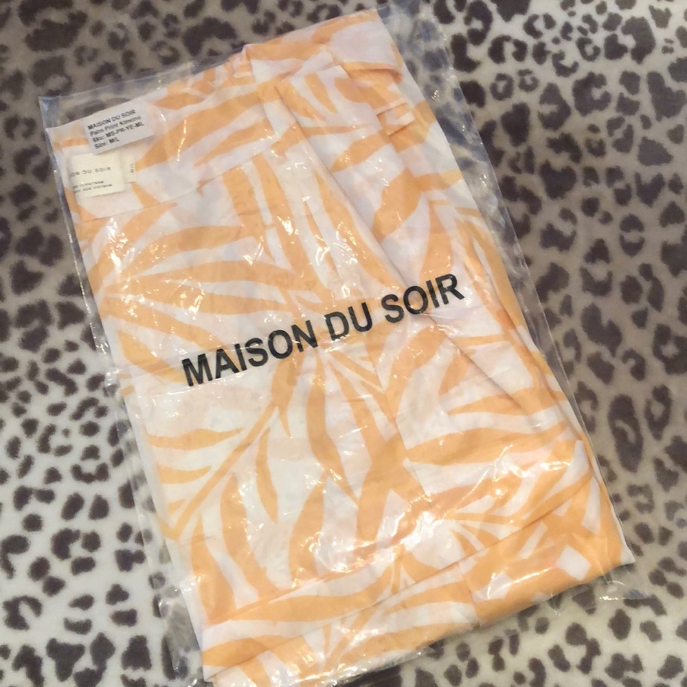 Maison Du Soir Magnolia Luxe Robe Kimono M/L Palm Print - Picture 7 of 10